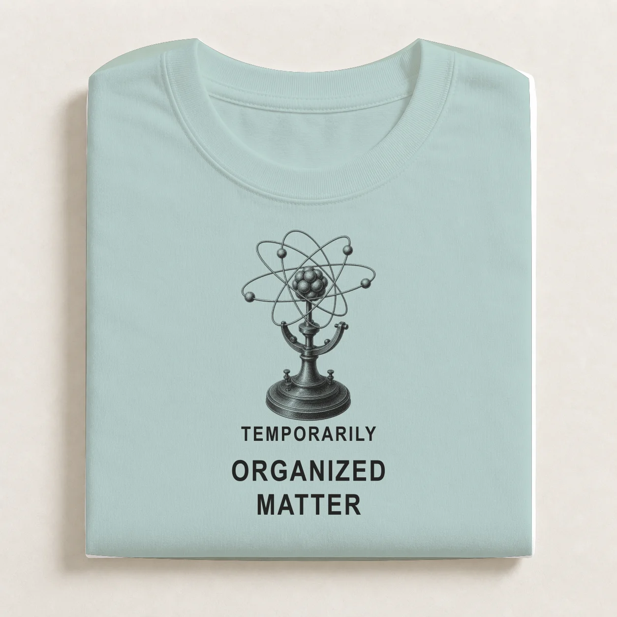 Organized Matter printed on a folded Agave T-shirt.
